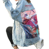 Chaqueta vaquera desgastada pintada para mujer